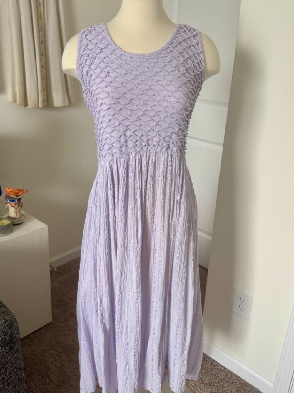 Large Lavender Stretchy Midi Summer Dress